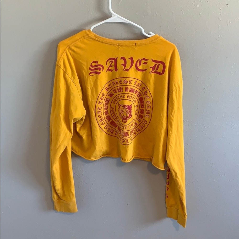 Forever 21 Yellow Cropped Long Tee- Men’s Large